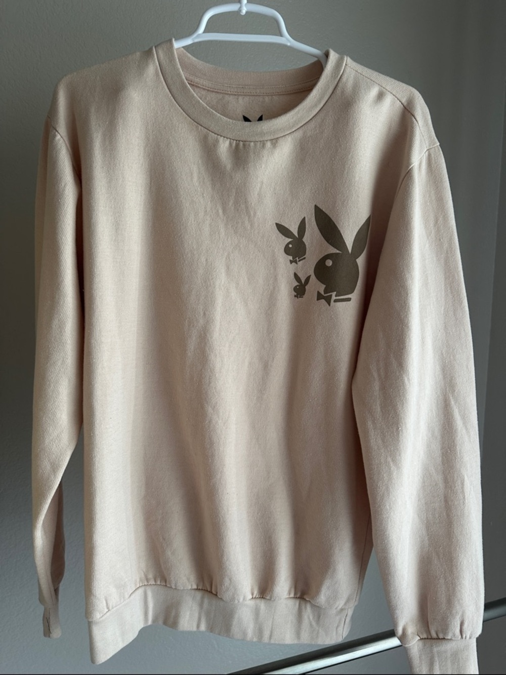 PLAYBOY Tan Two Toned Graphic Longsleeve Sweatshirt L